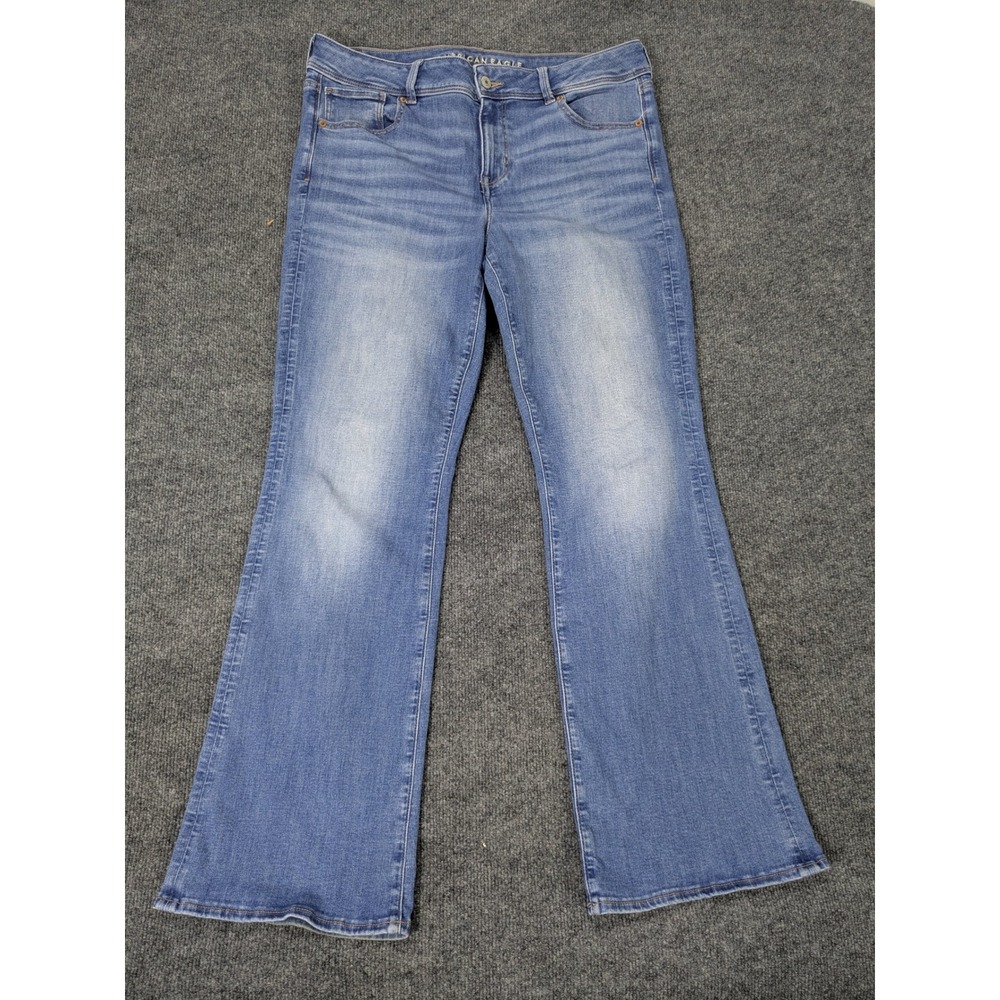 American Eagle Next Level Stretch Kick Boot Jeans Blue 14 Regular Medium Wash